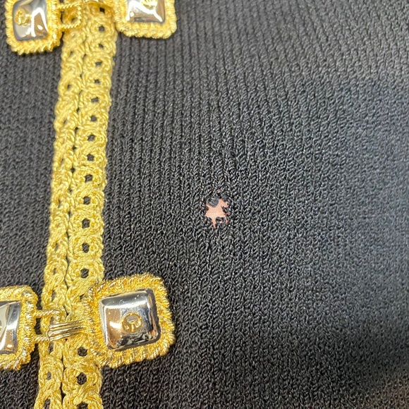 St. John Collection Marie Gray Black Full Zip Cardigan Jacket Gold Trim - Picture 5 of 11